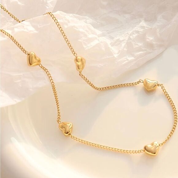 18K Gold Plated Heart Necklace - Picture 1 of 5